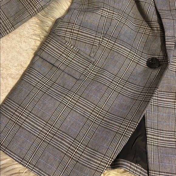 Madewell Italian Fabric Plaid Blazer Womens 10 Brown Blue NS377 Wool Blend NWT - Picture 5 of 10